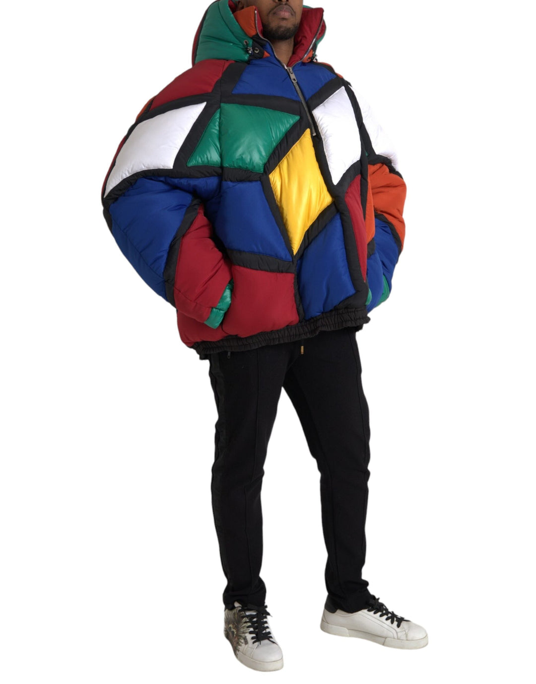 Men’s Dolce &amp; Gabbana Multicolor Quilted Hooded Puffer Jacket