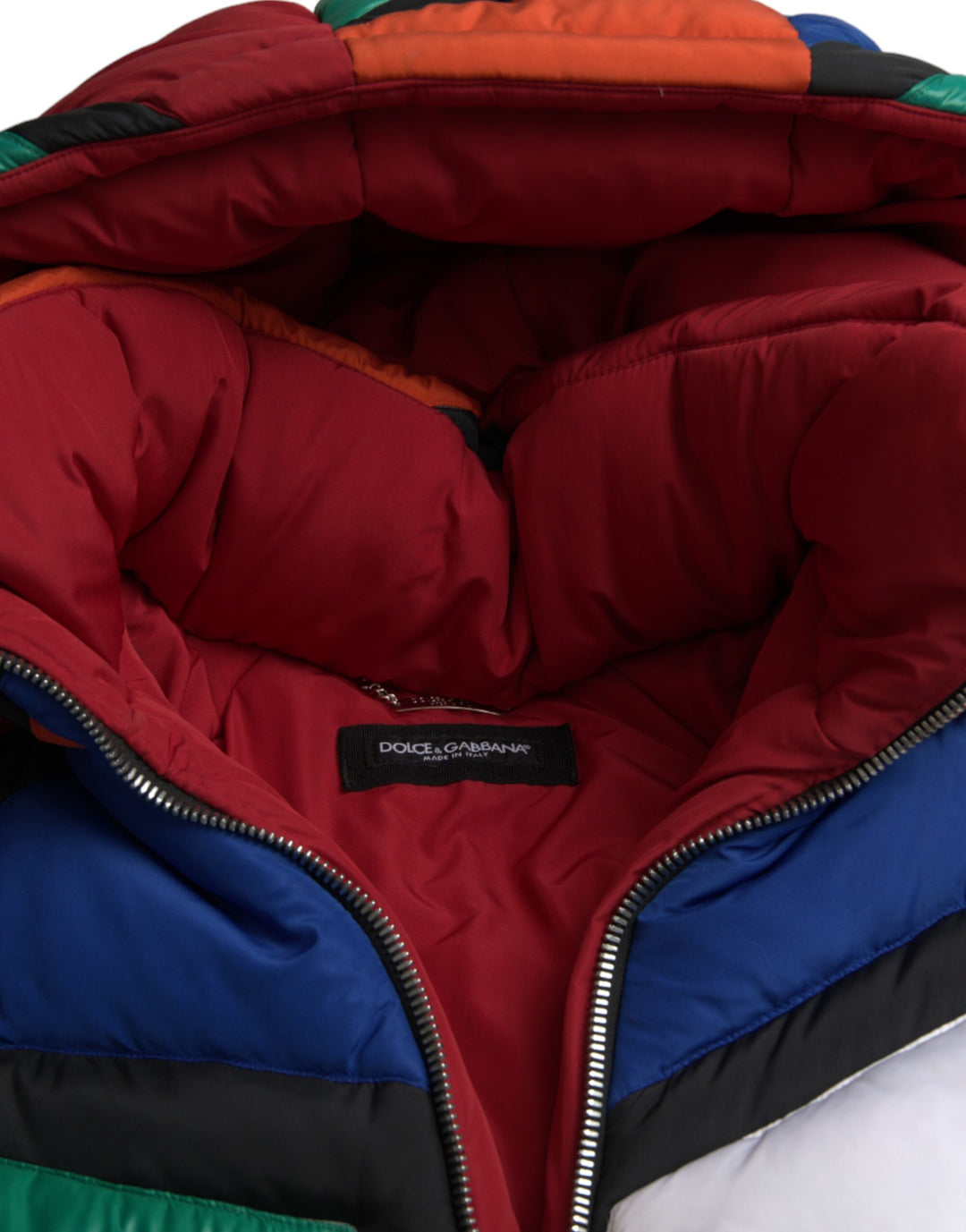 Men’s Dolce &amp; Gabbana Multicolor Quilted Hooded Puffer Jacket