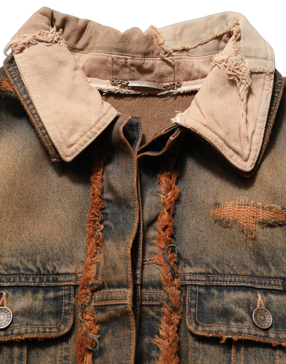 Men’s Dolce & Gabbana Multicolor Raw Cut Panelled Denim Men Jacket