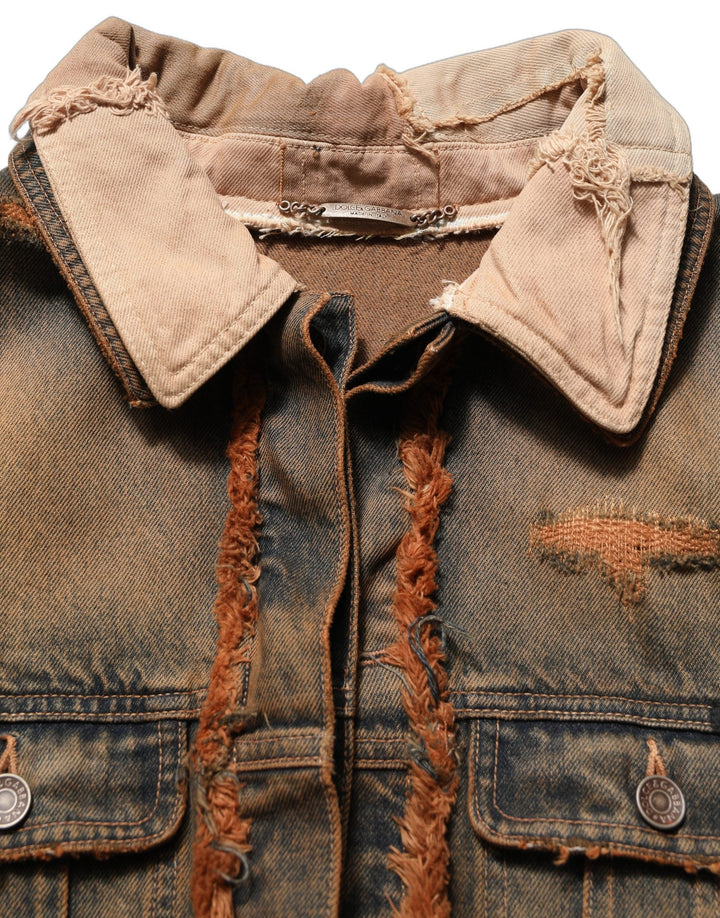 Men’s Dolce &amp; Gabbana Multicolor Raw Cut Panelled Denim Men Jacket