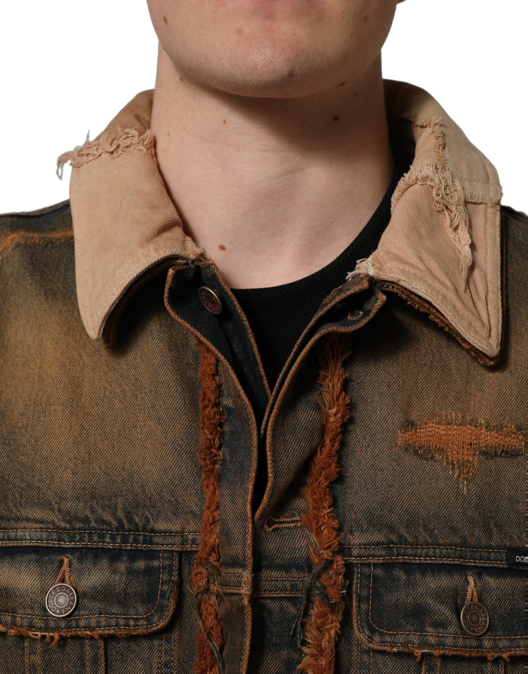 Men’s Dolce &amp; Gabbana Multicolor Raw Cut Panelled Denim Men Jacket
