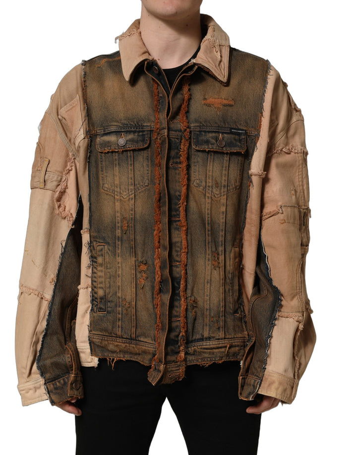 Men’s Dolce &amp; Gabbana Multicolor Raw Cut Panelled Denim Men Jacket