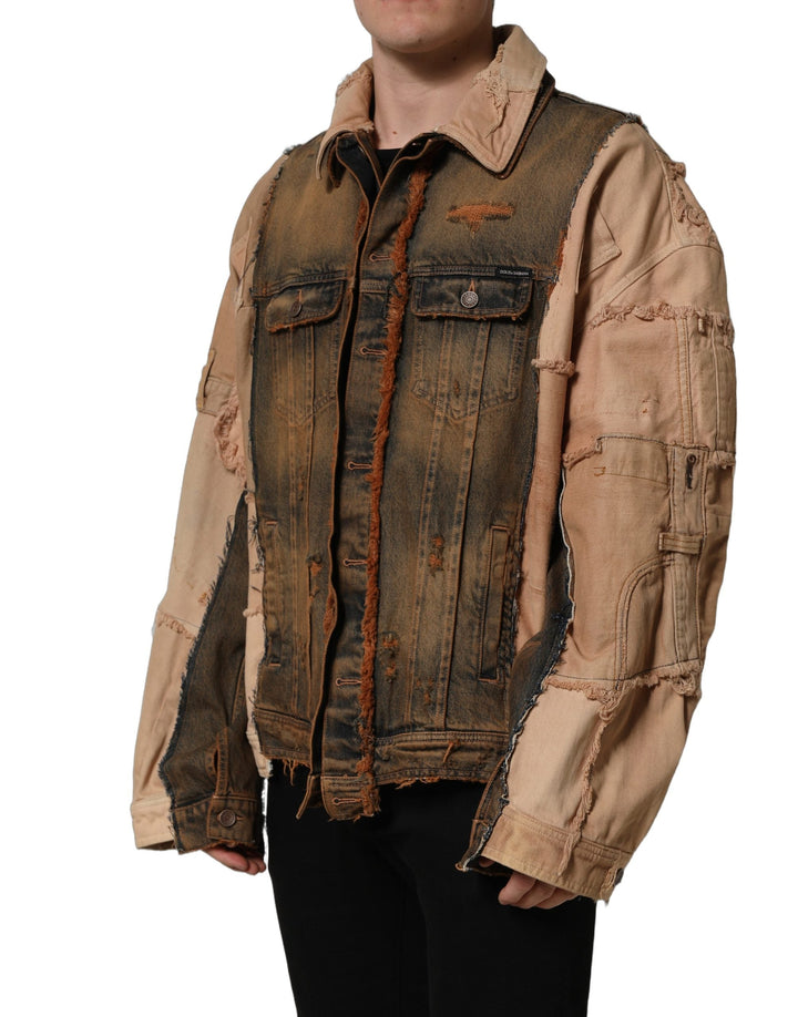 Men’s Dolce &amp; Gabbana Multicolor Raw Cut Panelled Denim Men Jacket