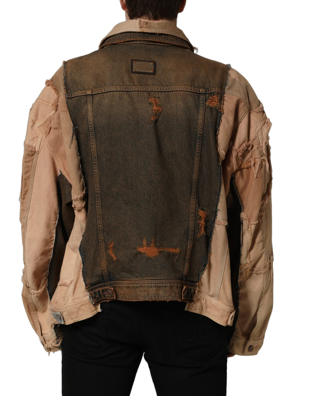 Men’s Dolce &amp; Gabbana Multicolor Raw Cut Panelled Denim Men Jacket
