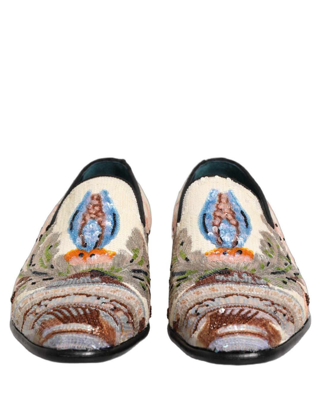 Men’s Dolce &amp; Gabbana Multicolor Sequin Embroidered Loafers Shoes