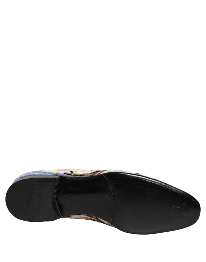 Men’s Dolce &amp; Gabbana Multicolor Sequin Embroidered Loafers Shoes