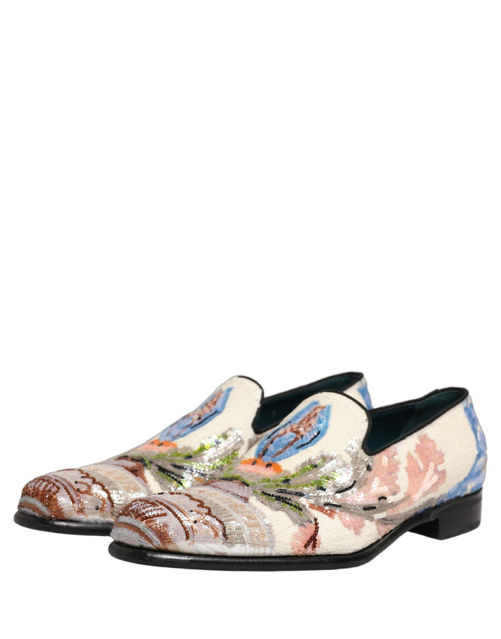 Men’s Dolce &amp; Gabbana Multicolor Sequin Embroidered Loafers Shoes