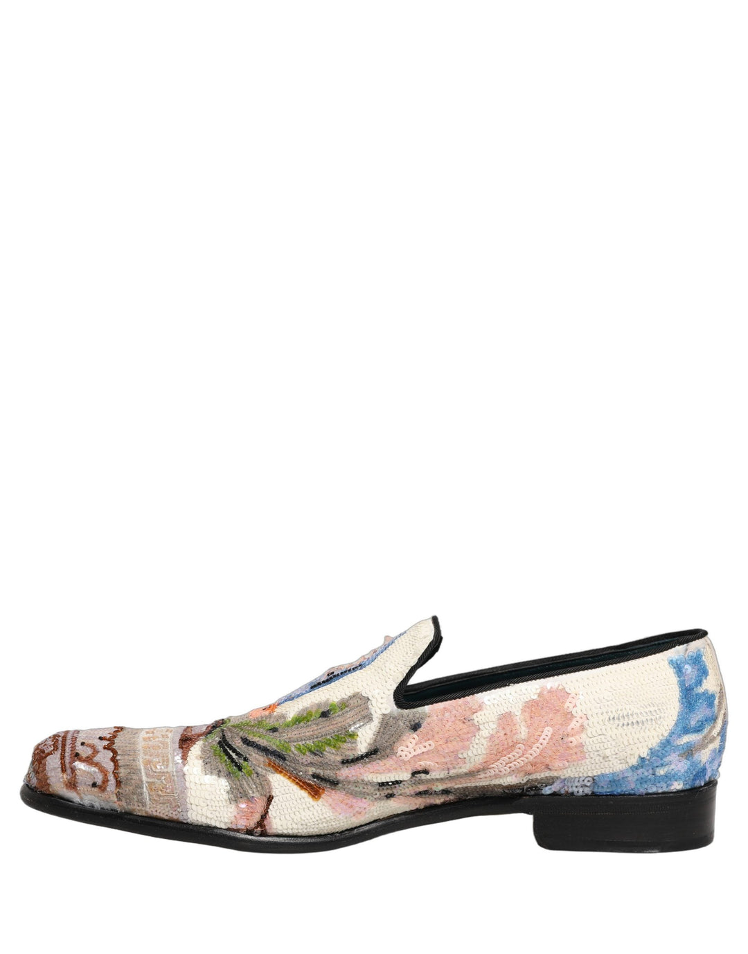 Men’s Dolce &amp; Gabbana Multicolor Sequin Embroidered Loafers Shoes