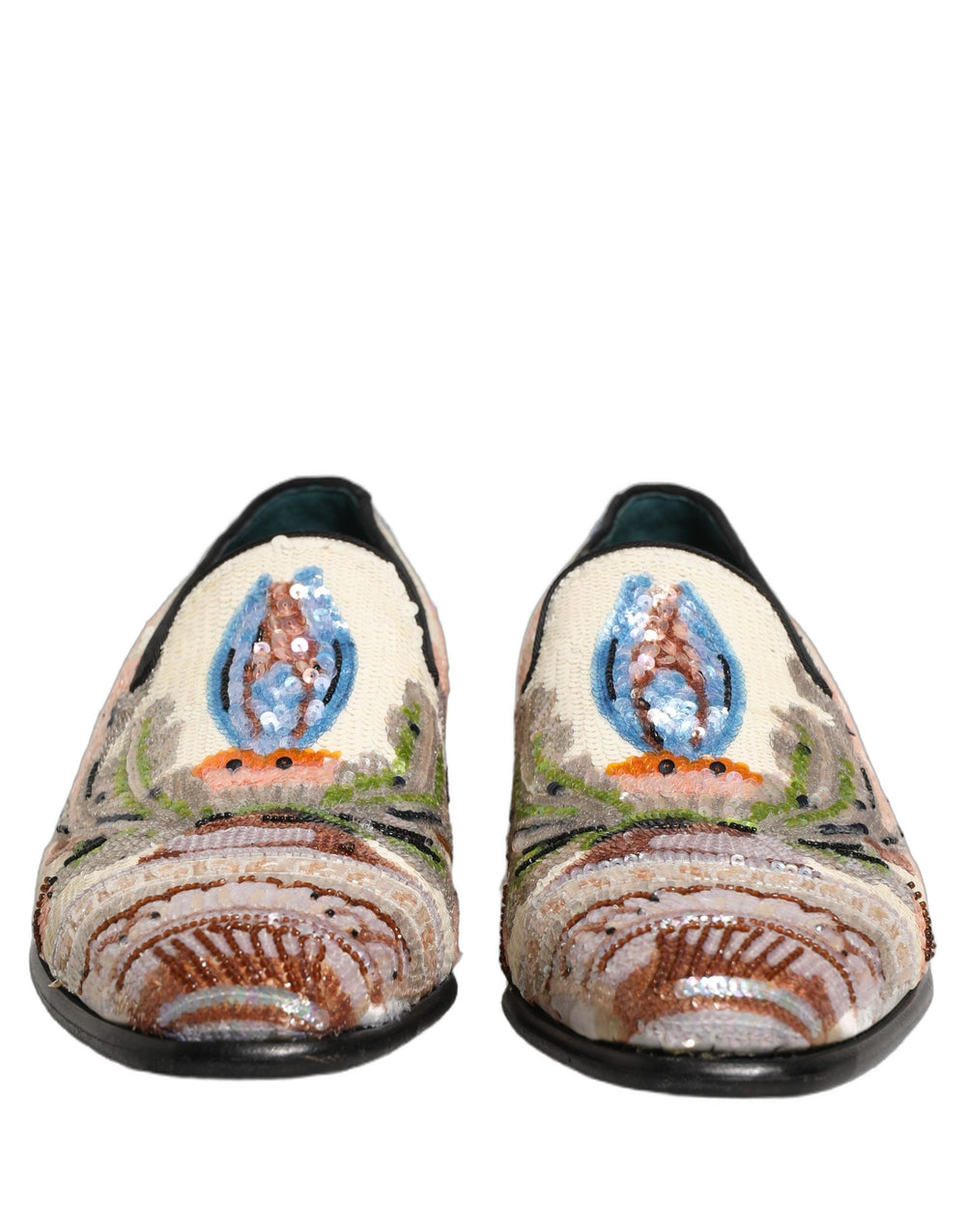 Men’s Dolce & Gabbana Multicolor Sequin Embroidered Loafers Shoes