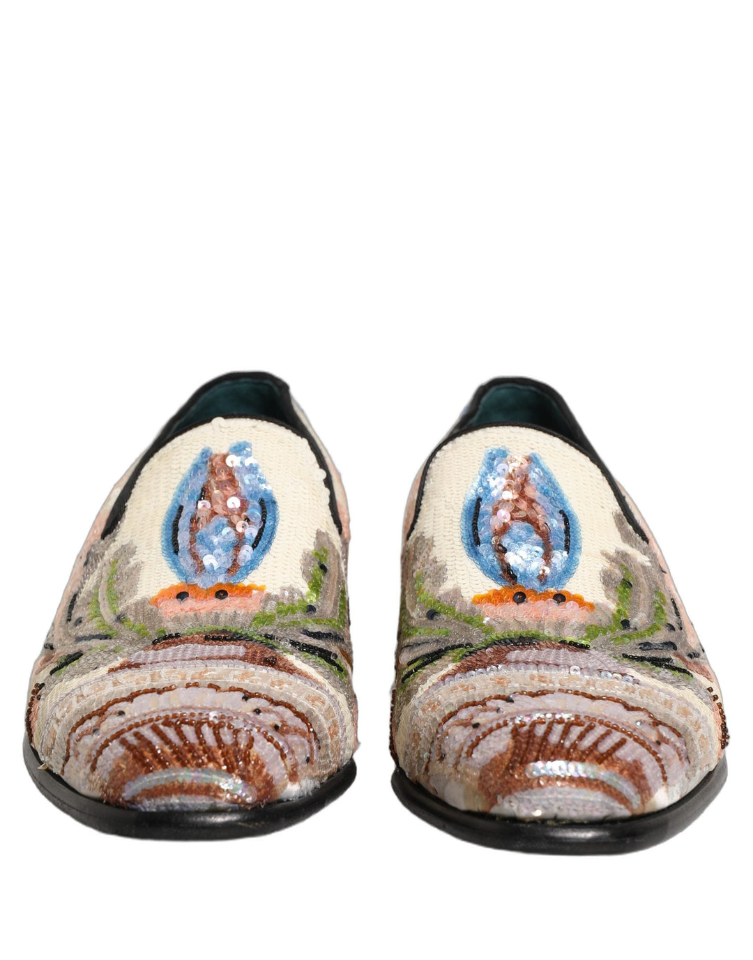 Men’s Dolce &amp; Gabbana Multicolor Sequin Embroidered Loafers Shoes