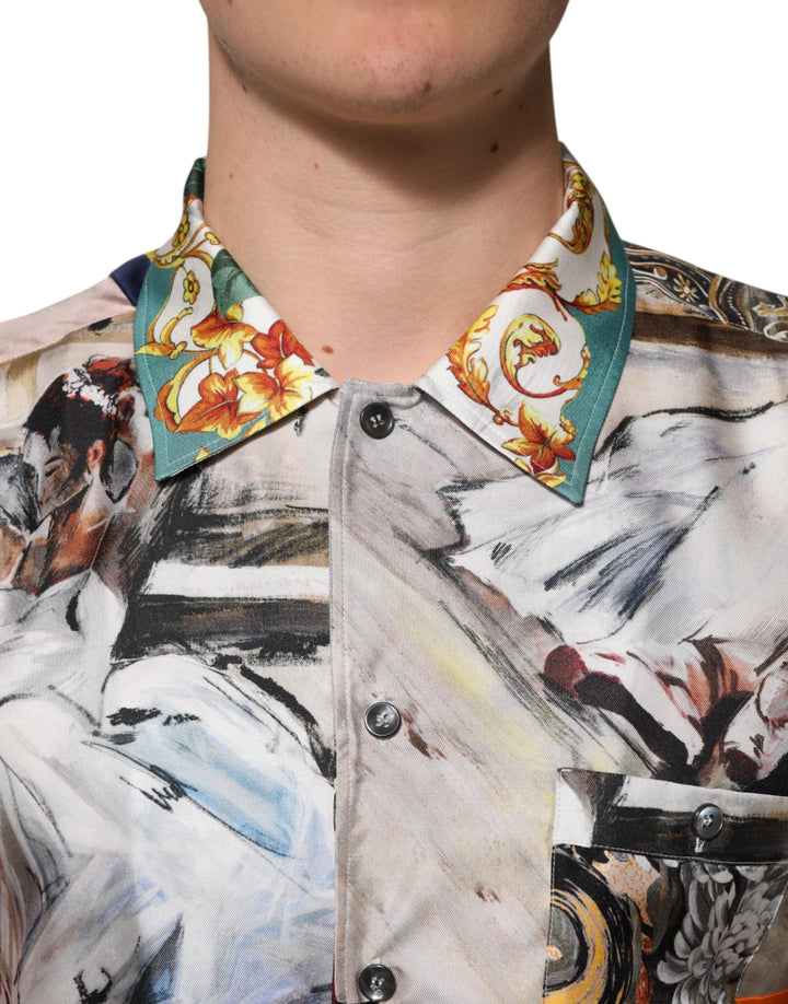 Dolce &amp; Gabbana Multicolor Shell Print Hawaii Casual Shirt