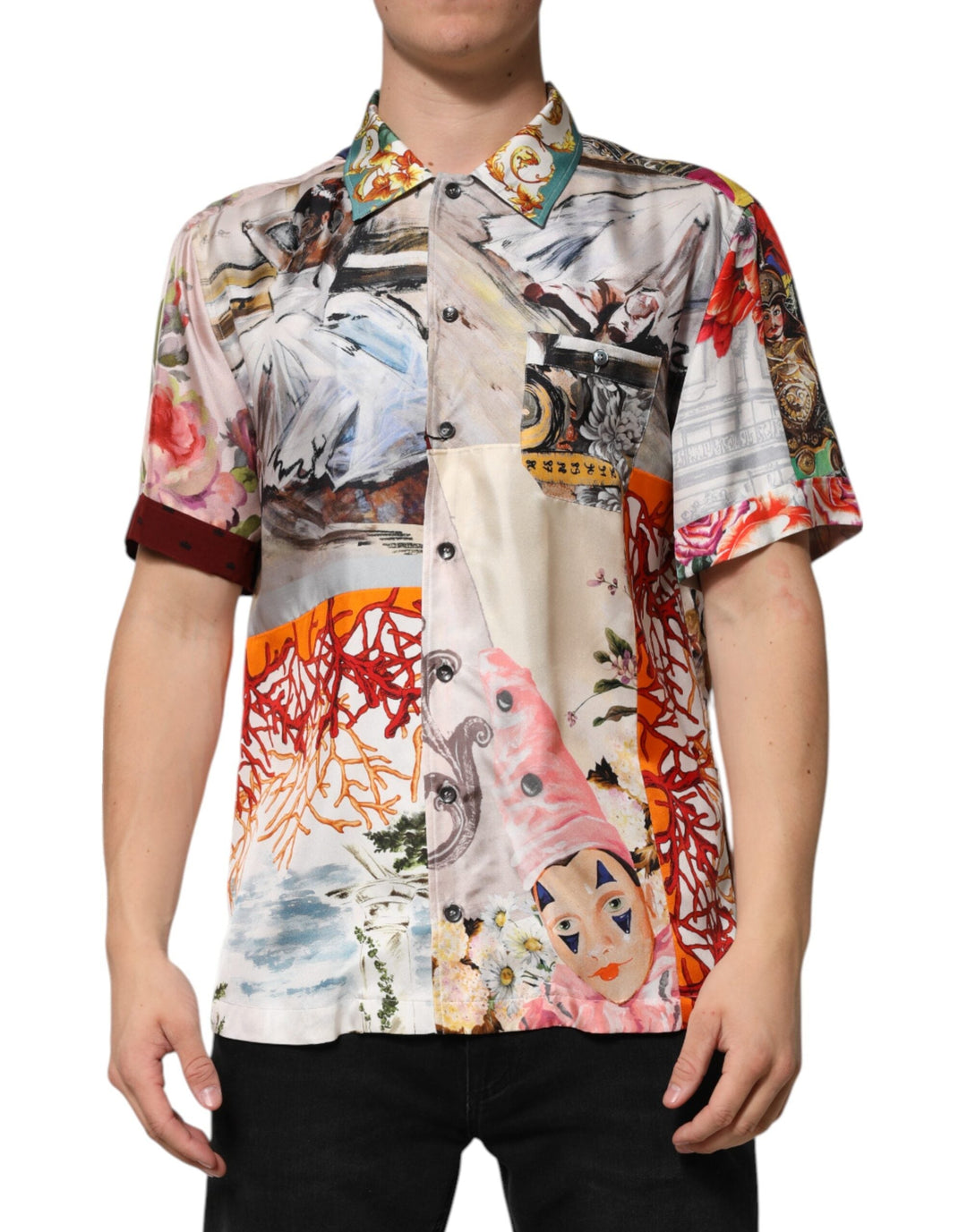 Dolce &amp; Gabbana Multicolor Shell Print Hawaii Casual Shirt