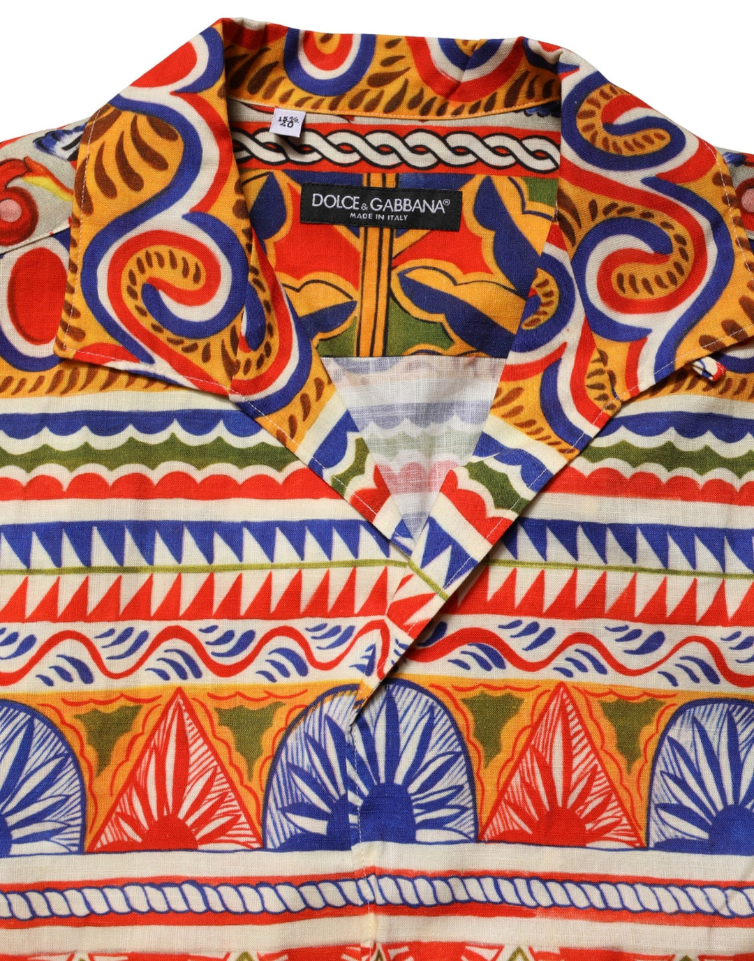 Dolce &amp; Gabbana Multicolor Sicilian Carretto Twill Cotton Men Shirt