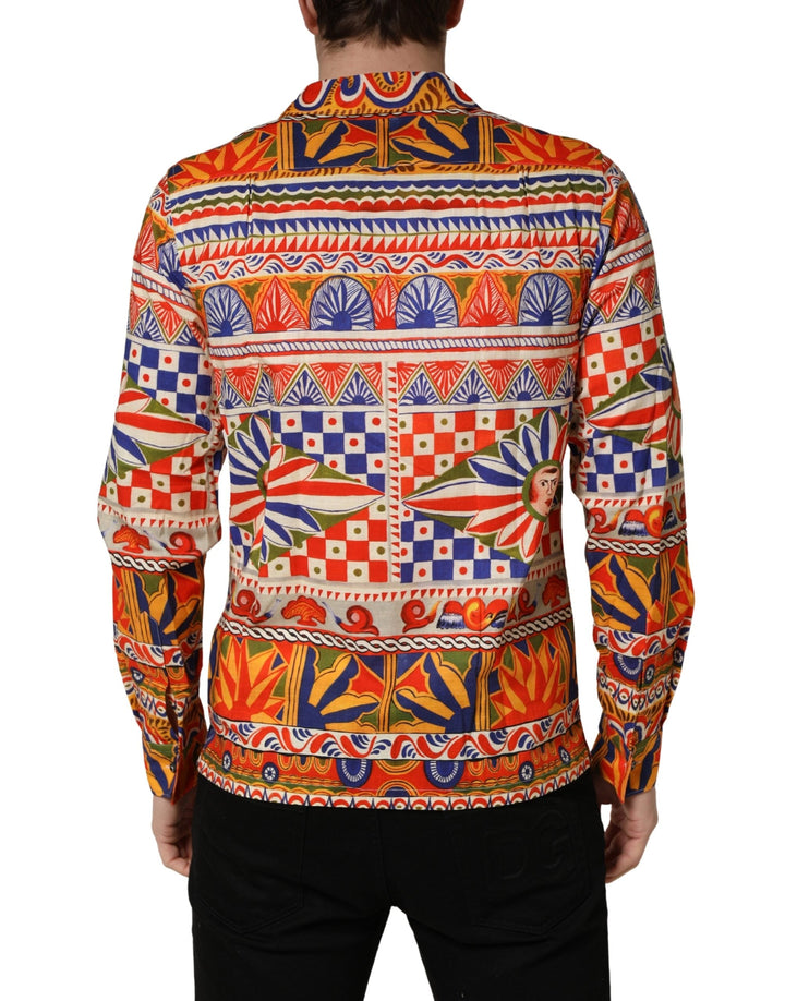 Dolce &amp; Gabbana Multicolor Sicilian Carretto Twill Cotton Men Shirt