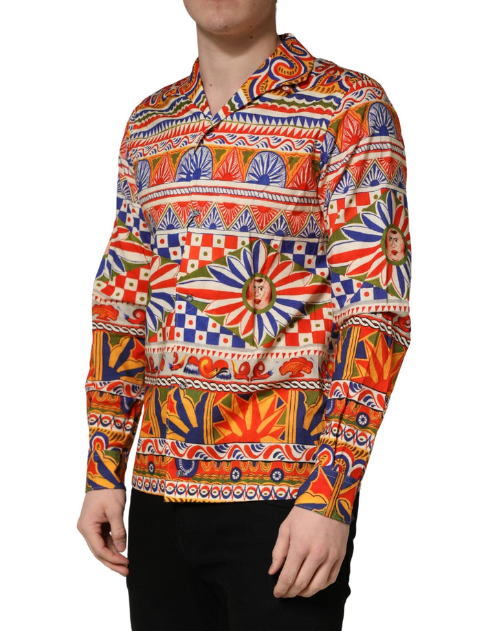 Dolce &amp; Gabbana Multicolor Sicilian Carretto Twill Cotton Men Shirt