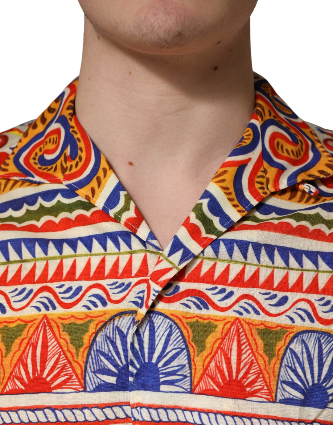 Dolce &amp; Gabbana Multicolor Sicilian Carretto Twill Cotton Men Shirt