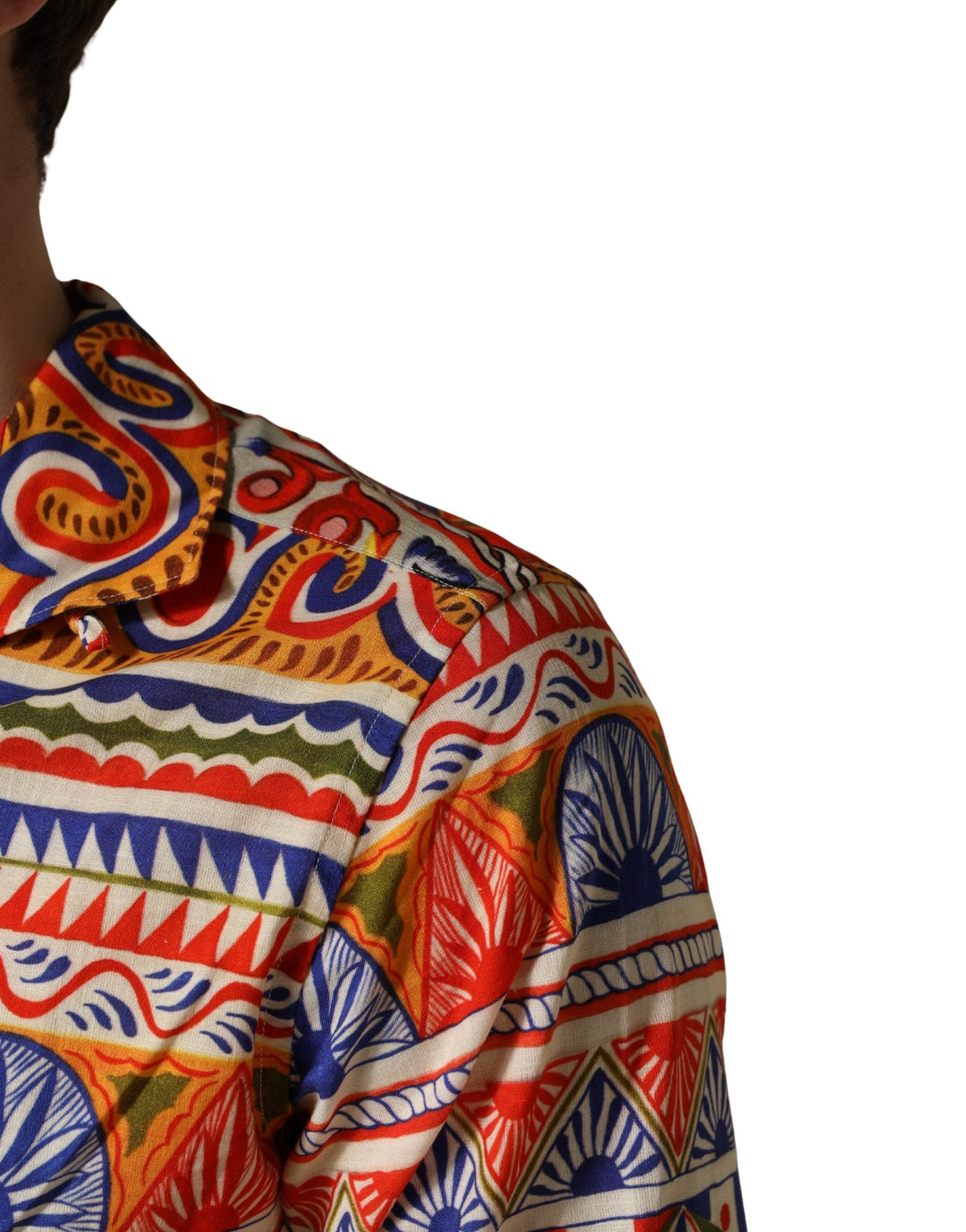 Dolce &amp; Gabbana Multicolor Sicilian Carretto Twill Cotton Men Shirt