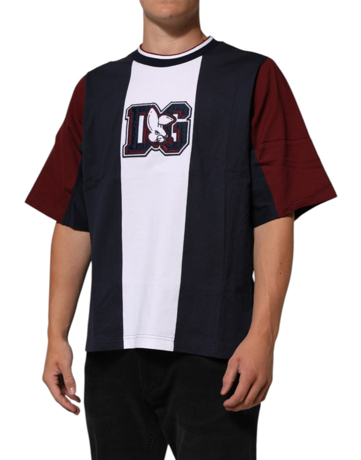 Dolce &amp; Gabbana Multicolor Striped Cotton Men Crew Neck T-shirt
