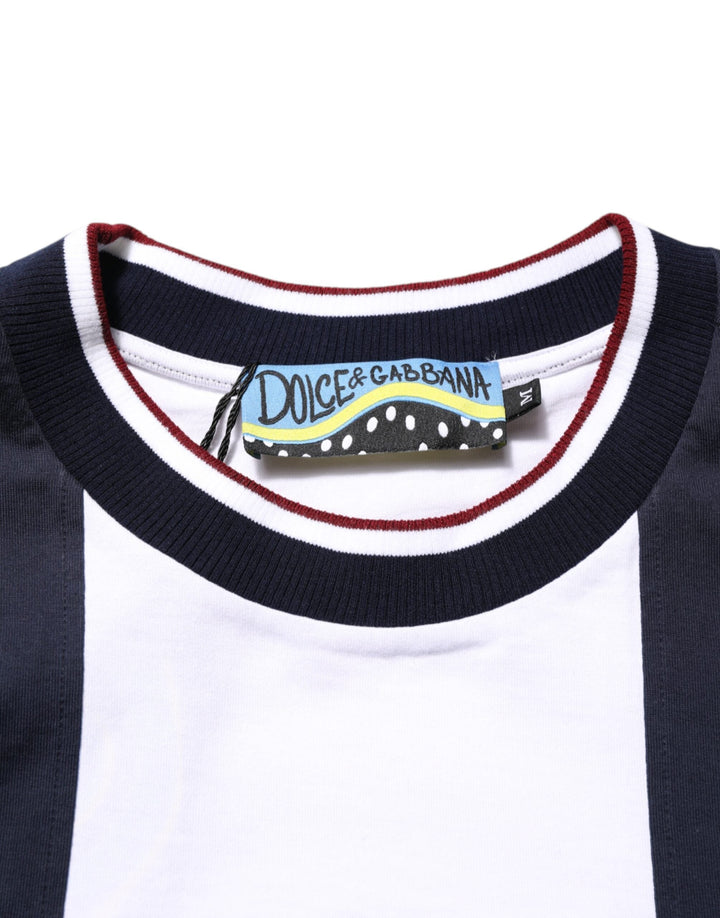 Dolce &amp; Gabbana Multicolor Striped Cotton Men Crew Neck T-shirt