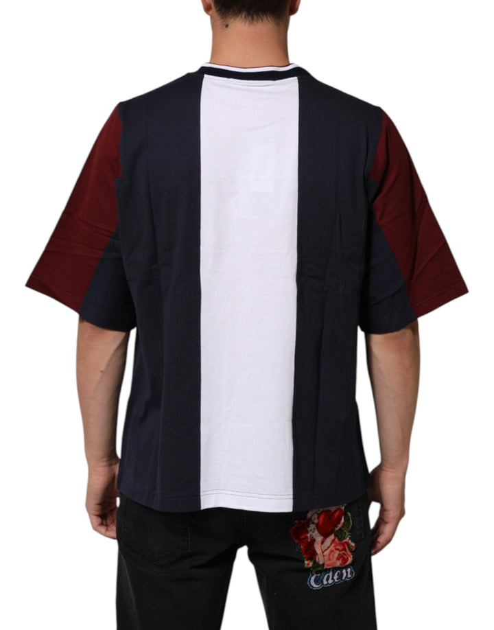 Dolce &amp; Gabbana Multicolor Striped Cotton Men Crew Neck T-shirt