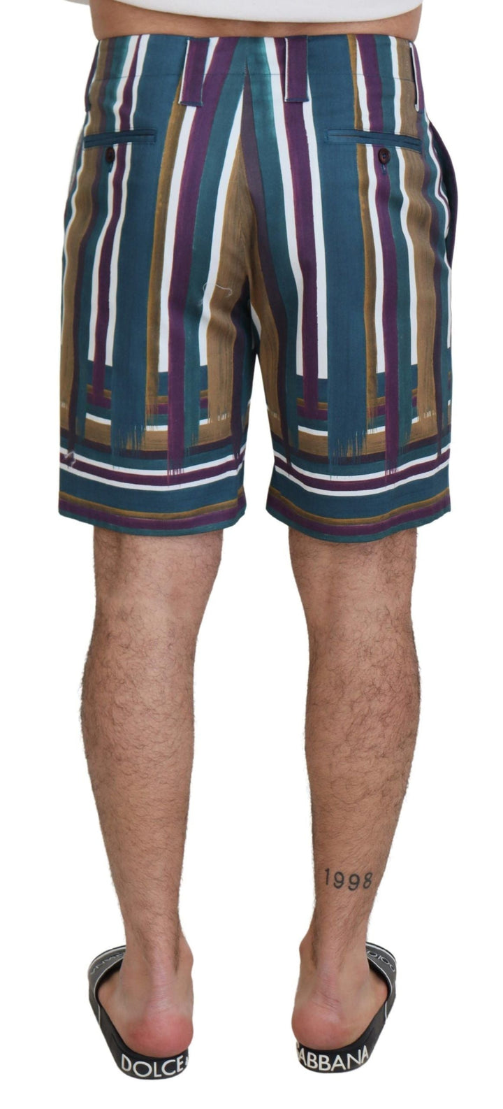 Men’s Dolce &amp; Gabbana Multicolor Striped Stretch Cotton Shorts