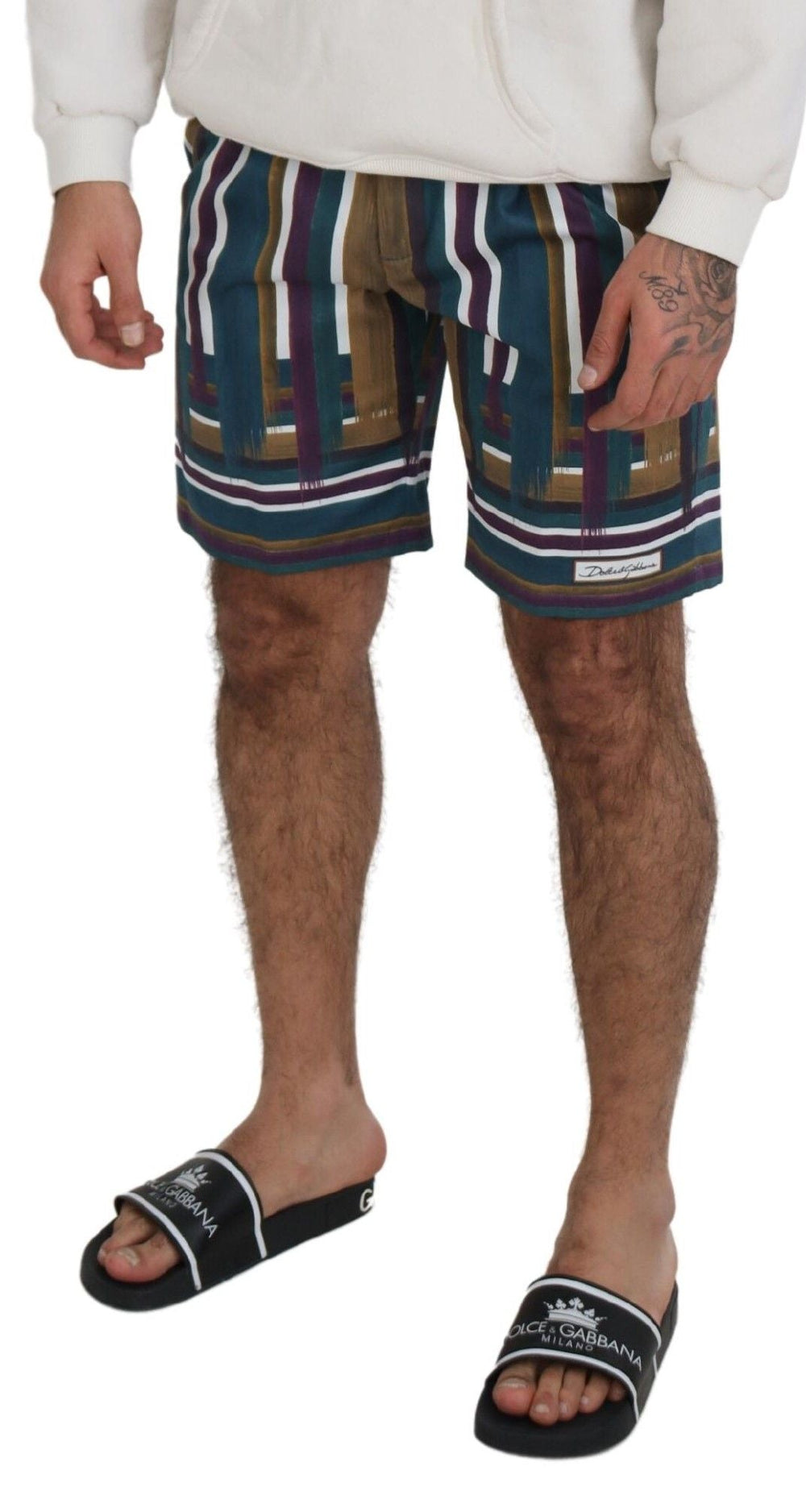 Men’s Dolce & Gabbana Multicolor Striped Stretch Cotton Shorts