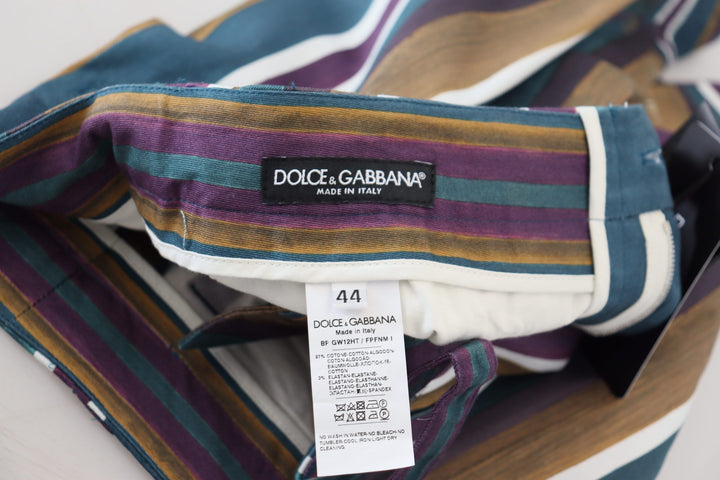 Men’s Dolce &amp; Gabbana Multicolor Striped Stretch Cotton Shorts