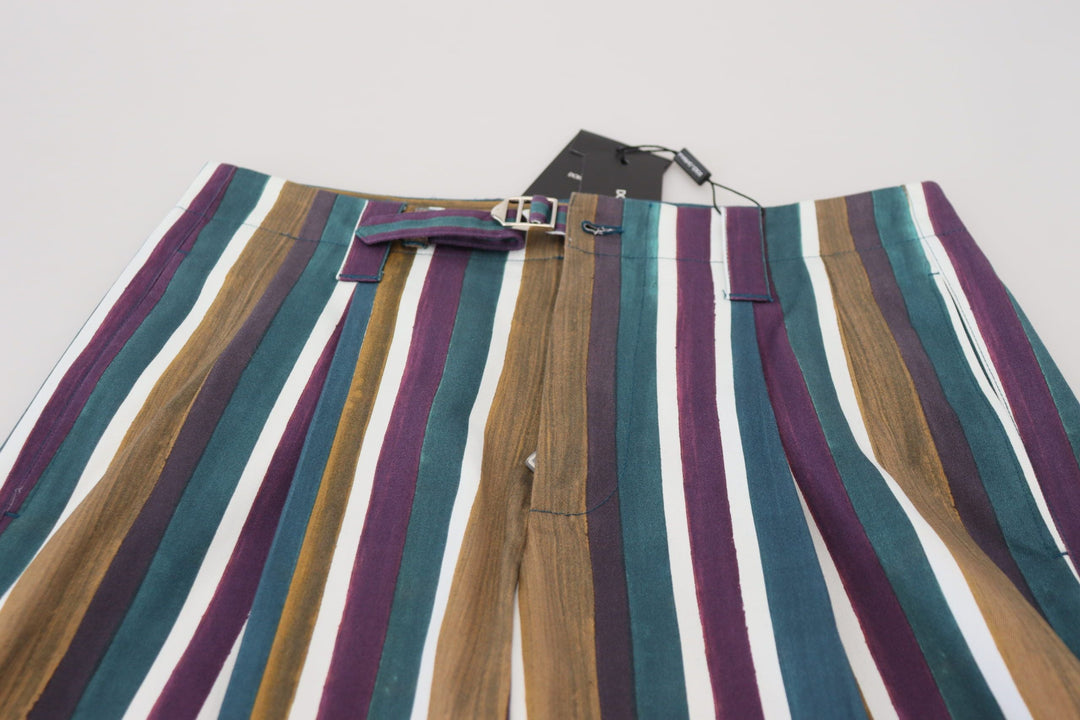 Men’s Dolce &amp; Gabbana Multicolor Striped Stretch Cotton Shorts