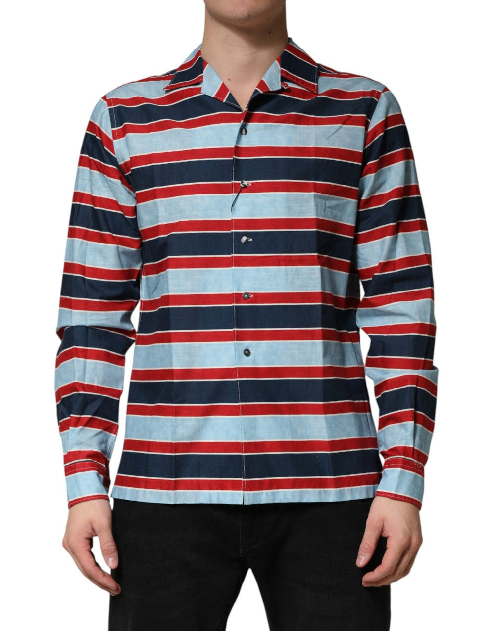 Men’s Dolce & Gabbana Multicolor Stripes Cotton Men Button Down Shirt