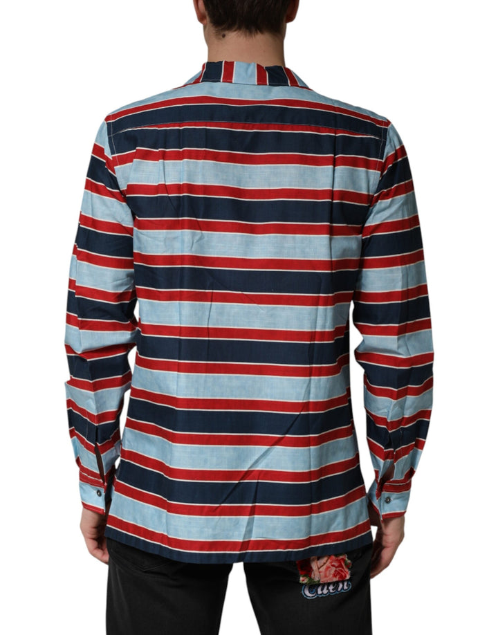 Men’s Dolce &amp; Gabbana Multicolor Stripes Cotton Men Button Down Shirt