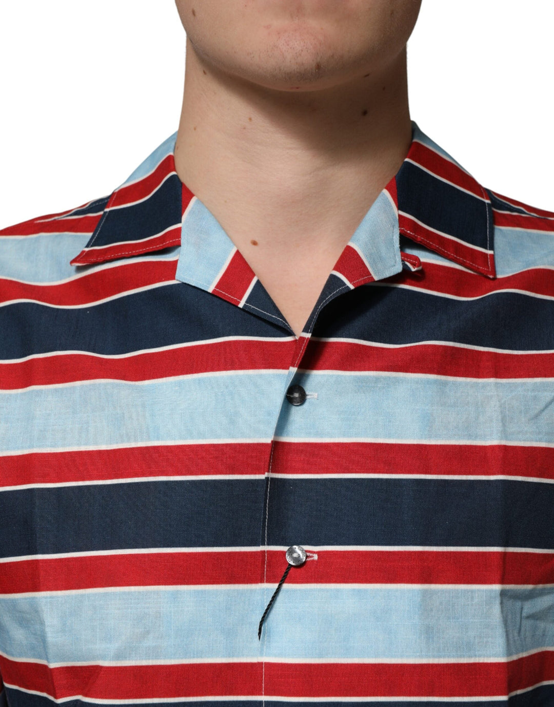 Men’s Dolce &amp; Gabbana Multicolor Stripes Cotton Men Button Down Shirt