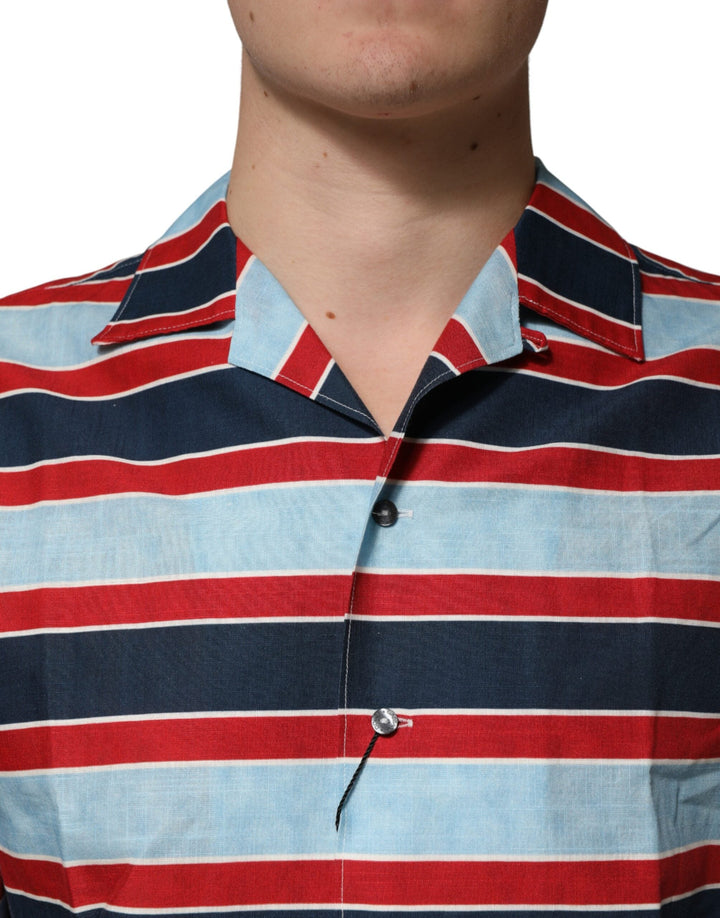 Men’s Dolce &amp; Gabbana Multicolor Stripes Cotton Men Button Down Shirt