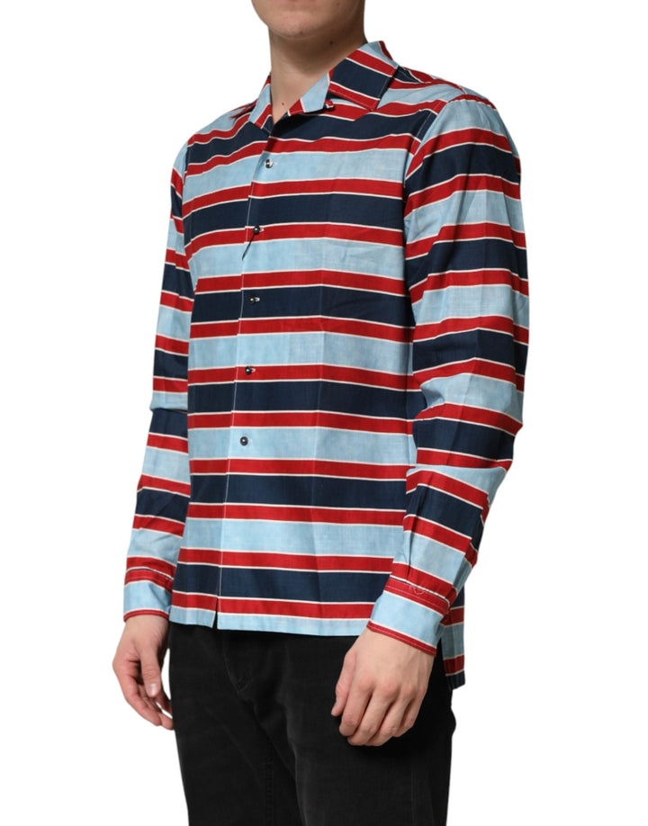 Men’s Dolce &amp; Gabbana Multicolor Stripes Cotton Men Button Down Shirt