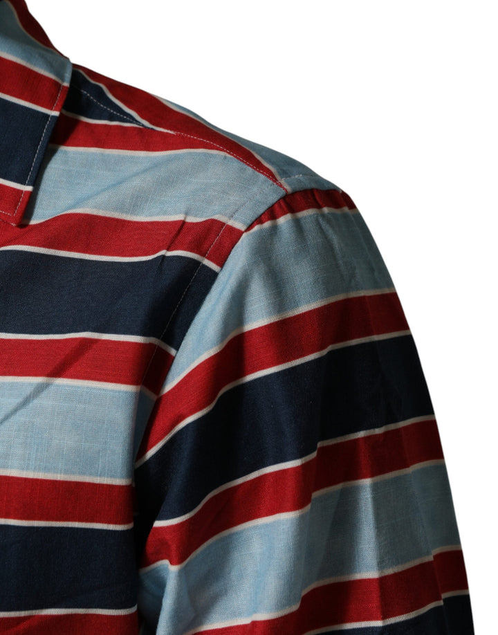 Men’s Dolce &amp; Gabbana Multicolor Stripes Cotton Men Button Down Shirt