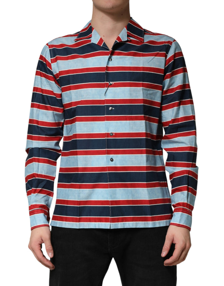 Men’s Dolce &amp; Gabbana Multicolor Stripes Cotton Men Button Down Shirt