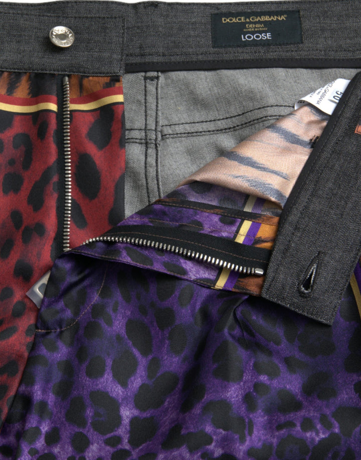 Men’s Dolce &amp; Gabbana Multicolor Tiger Leopard Cotton Loose Tapered Pants