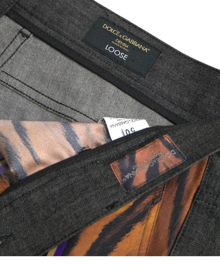 Men’s Dolce &amp; Gabbana Multicolor Tiger Leopard Cotton Loose Tapered Pants