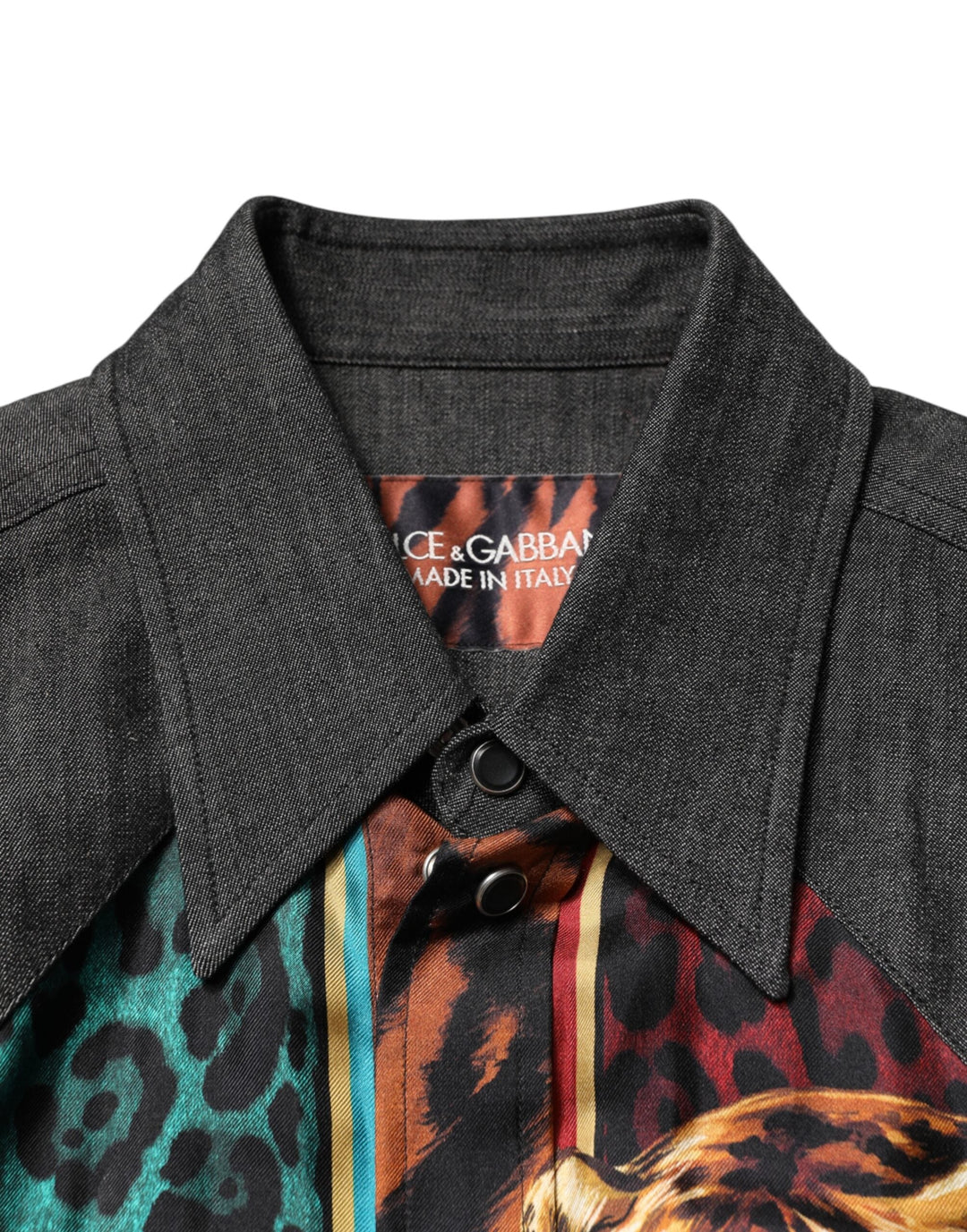 Men’s Dolce &amp; Gabbana Multicolor Tiger Leopard Print Silk Men Shirt