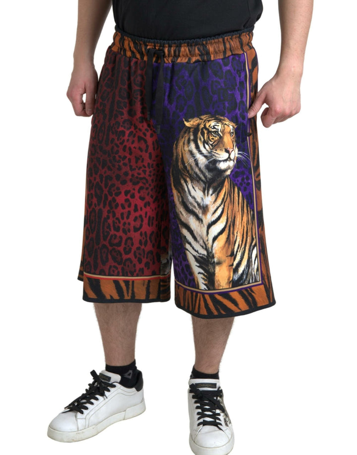 Men’s Dolce &amp; Gabbana Multicolor Tiger Print Men Bermuda Shorts
