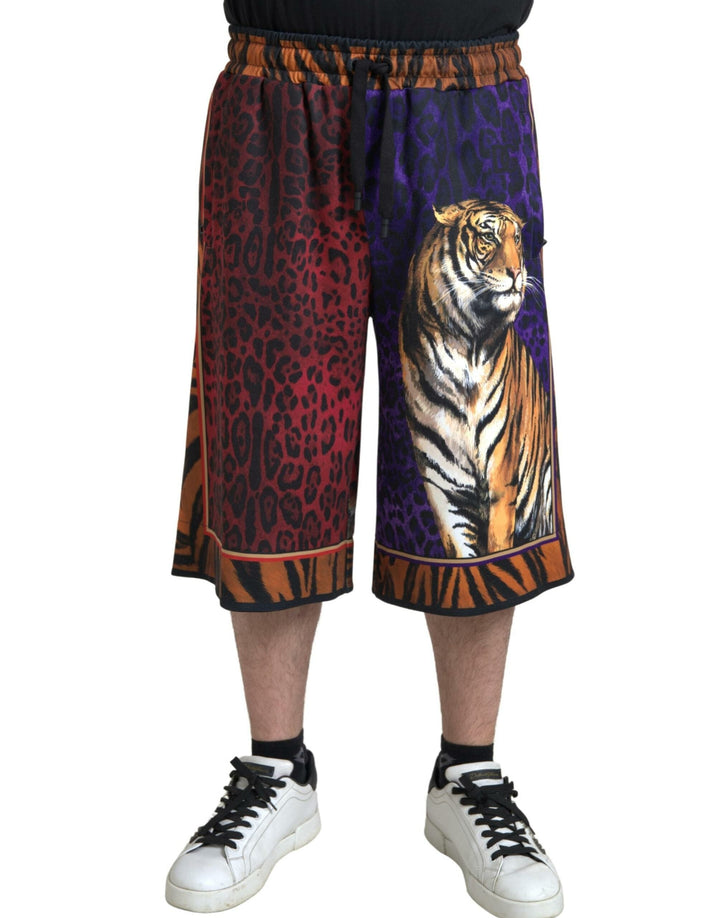 Men’s Dolce &amp; Gabbana Multicolor Tiger Print Men Bermuda Shorts