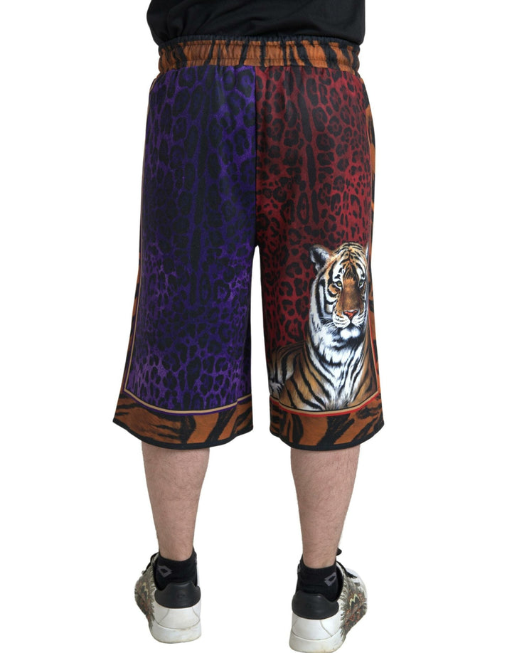 Men’s Dolce &amp; Gabbana Multicolor Tiger Print Men Bermuda Shorts
