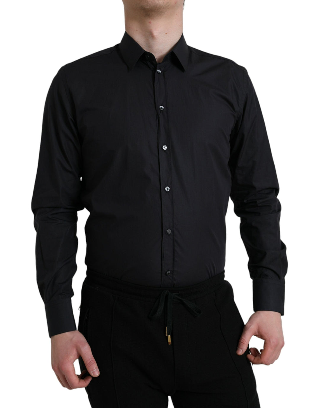 Men’s Dolce & Gabbana Navy Blue Cotton Collared Formal Dress Shirt