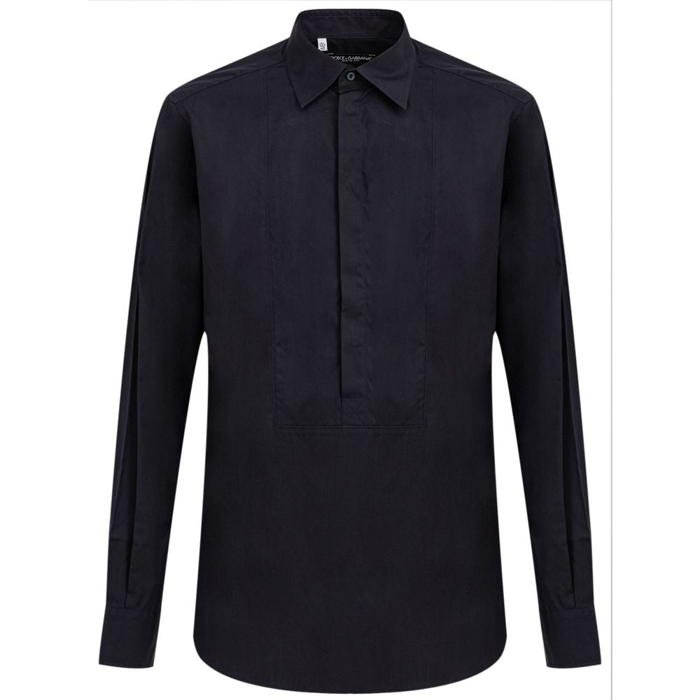 Dolce &amp; Gabbana Navy Blue Cotton Dress Shirt