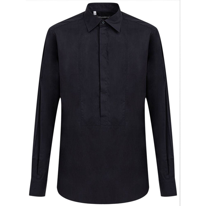 Dolce &amp; Gabbana Navy Blue Cotton Dress Shirt