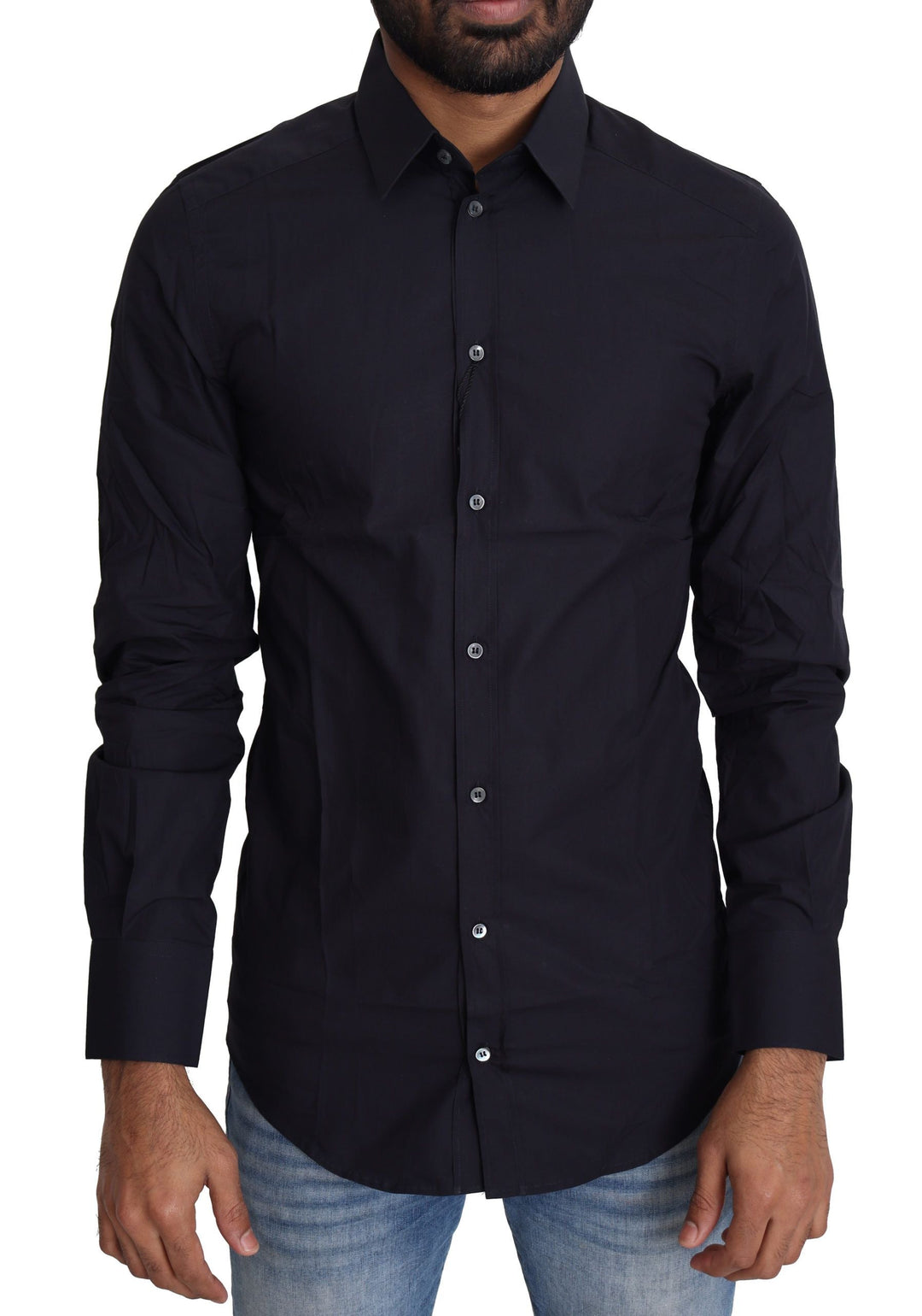 Men’s Dolce &amp; Gabbana Navy Blue Cotton Formal Dress Shirt