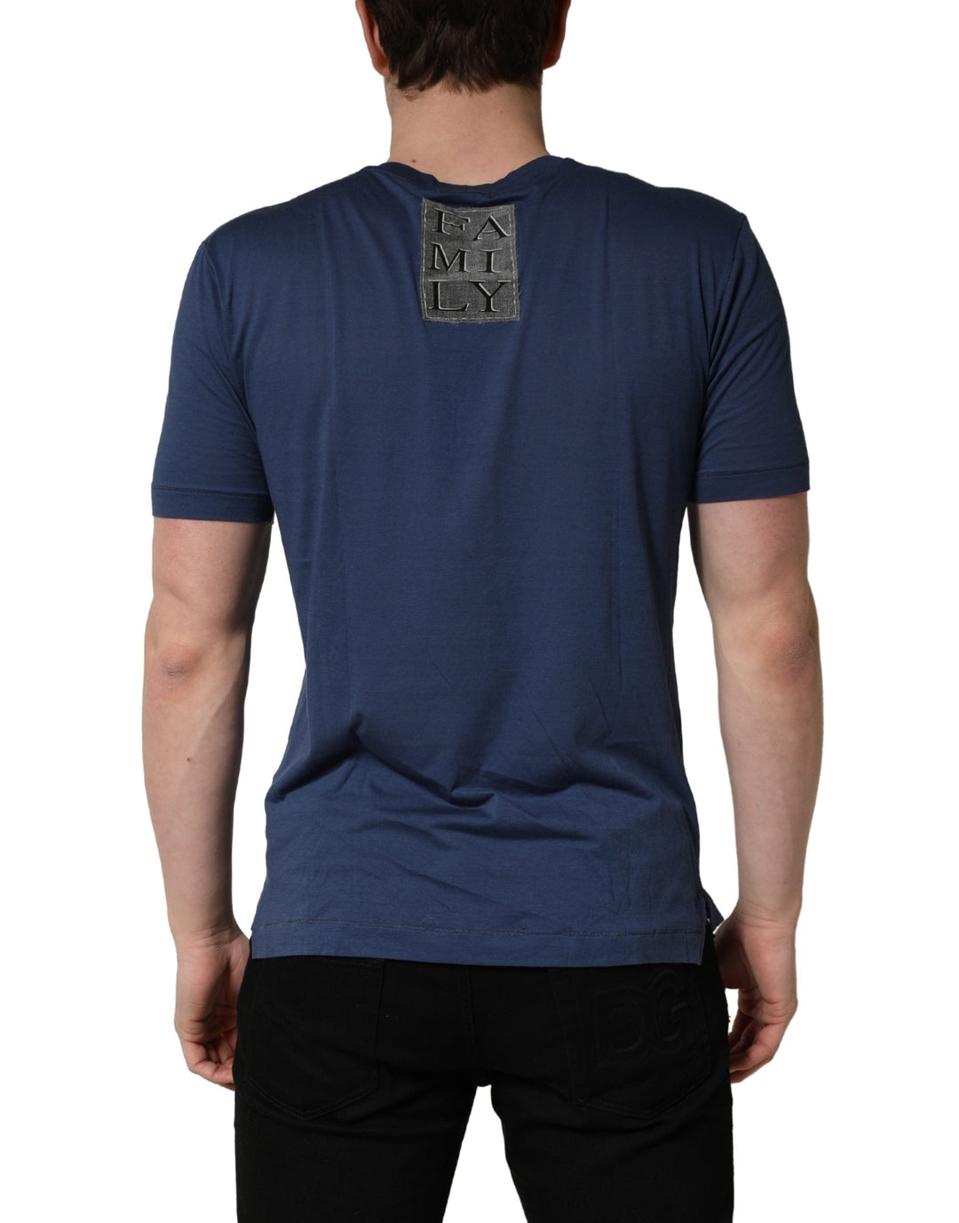 Dolce &amp; Gabbana Navy Blue Cotton Graphic Crew Neck T-shirt