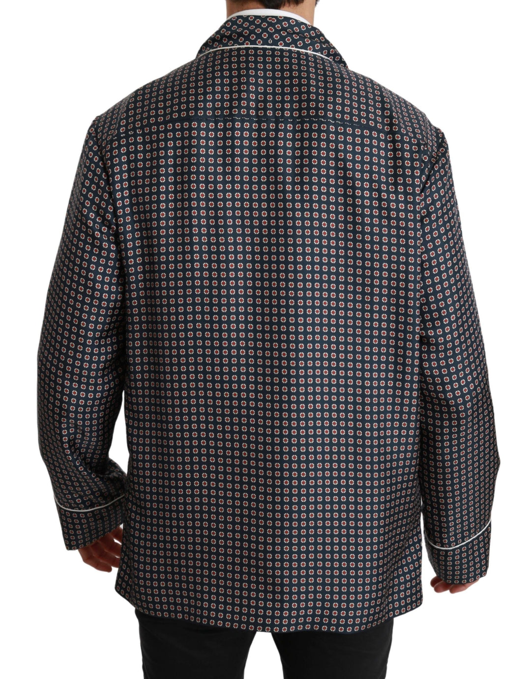 Men’s Dolce &amp; Gabbana Navy Blue Patterned Double Breasted Coat Jacket