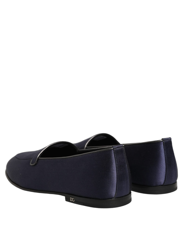 Men’s Dolce &amp; Gabbana Navy Blue Satin Dg Logo Dress Loafers Shoes