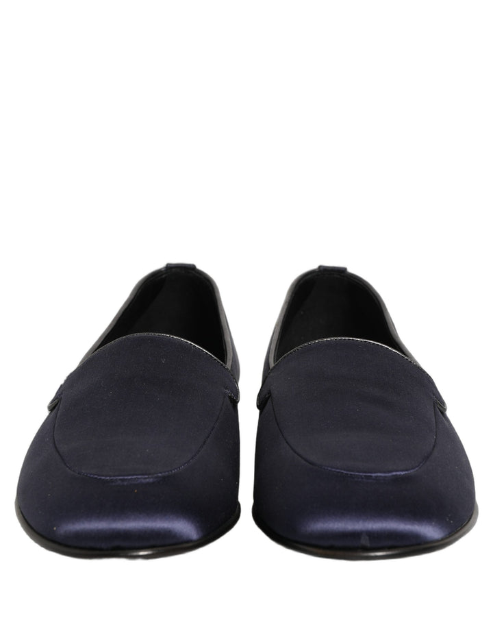Men’s Dolce &amp; Gabbana Navy Blue Satin Dg Logo Dress Loafers Shoes