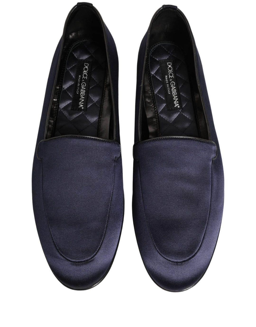 Men’s Dolce &amp; Gabbana Navy Blue Satin Dg Logo Dress Loafers Shoes